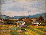Egon Schiele Canvas Paintings - Landscape in Lower Austria